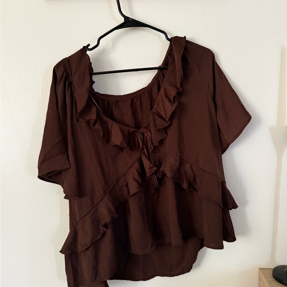Old Navy Chocolate Ruffled Blouse